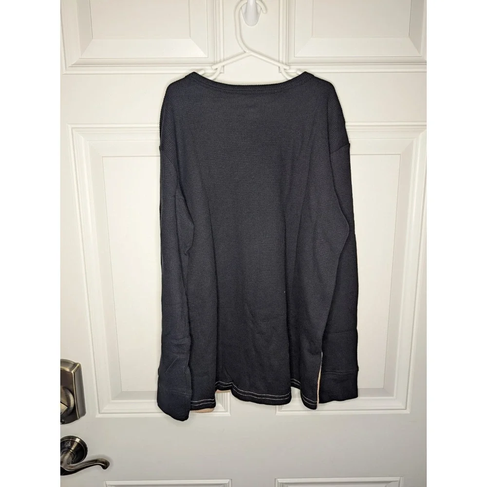 The Children's Place Boys Colorblock Thermal Long Sleeve Top Black Tan L 10/12